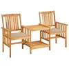 Image de vidaXL Chaises de jardin avec table de thé et coussins en acacia massif