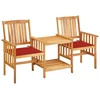 Image de vidaXL Chaises de jardin avec table de thé et coussins en acacia massif