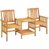Image de vidaXL Chaises de jardin avec table de thé et coussins en acacia massif
