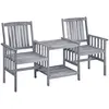 Image de vidaXL Chaises de jardin avec table de thé et coussins en bois massif d'acacia