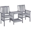 Image de vidaXL Chaises de jardin avec table de thé et coussins en bois massif d'acacia
