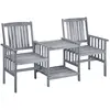 Image de vidaXL Chaises de jardin avec table de thé et coussins en bois massif d'acacia