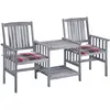 Image de vidaXL Chaises de jardin avec table de thé et coussins en bois massif d'acacia