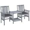 Image de vidaXL Chaises de jardin avec table de thé et coussins en bois massif d'acacia