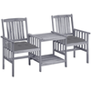 Image de vidaXL Chaises de jardin avec table de thé et coussins en bois massif d'acacia