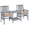 Image de vidaXL Chaises de jardin avec table de thé et coussins en bois massif d'acacia