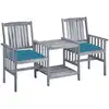 Image de vidaXL Chaises de jardin avec table de thé et coussins en bois massif d'acacia