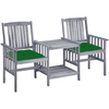 Image de vidaXL Chaises de jardin avec table de thé et coussins en bois massif d'acacia
