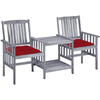 Image de vidaXL Chaises de jardin avec table de thé et coussins en bois massif d'acacia