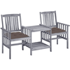Image de vidaXL Chaises de jardin avec table de thé et coussins en bois massif d'acacia