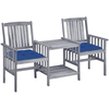Image de vidaXL Chaises de jardin avec table de thé et coussins en bois massif d'acacia