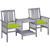 Image de vidaXL Chaises de jardin avec table de thé et coussins en bois massif d'acacia
