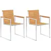 Image de vidaXL Chaises de jardin avec coussins 2 pcs. Bois massif teck et acier