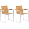 Image de vidaXL Chaises de jardin avec coussins 2 pcs. Bois massif teck et acier