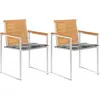 Image de vidaXL Chaises de jardin avec coussins 2 pcs. Bois massif teck et acier