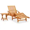 Image de vidaXL Bain de soleil avec table et support en bois massif d'acacia