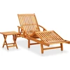 Image de vidaXL Bain de soleil avec table et support en bois massif d'acacia