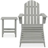 Image de vidaXL Adirondack-Gartenstuhl mit Fußstütze & Tisch Tannenholz Grau