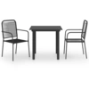 Image de vidaXL Ensemble de jardin 3 pièces noir verre et acier