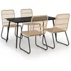 Image de vidaXL Ensemble de jardin 5 pièces Poly rotin et verre