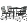 Image de vidaXL Ensemble de jardin 5 pièces noir rotin PVC