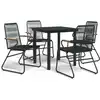Image de vidaXL Ensemble de jardin 5 pièces noir rotin PVC