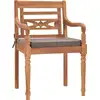 Image de Chaises Batavia 2 pcs. avec coussins gris foncé teck massif