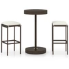 Image de vidaXL Ensemble bar de jardin 3 pièces avec coussins Poly rotin brun