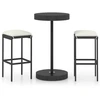 Image de vidaXL Ensemble bar de jardin 3 pièces avec coussins Poly rotin noir