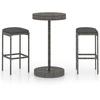 Image de vidaXL Ensemble bar de jardin 3 pièces avec coussins Poly rotin gris