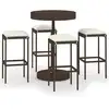 Image de vidaXL Ensemble bar de jardin 5 pièces avec coussins Poly rotin brun