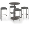 Image de vidaXL Ensemble bar de jardin 5 pièces avec coussins Poly rotin gris