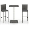 Image de vidaXL Ensemble bar de jardin 3 pièces avec coussins Poly rotin gris