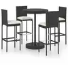 Image de vidaXL Ensemble bar de jardin 5 pièces avec coussins Poly rotin noir