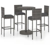 Image de vidaXL Ensemble bar de jardin 5 pièces avec coussins Poly rotin gris