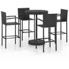 Image de vidaXL Ensemble bar de jardin 5 pièces Poly rotin noir