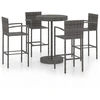 Image de vidaXL Ensemble bar de jardin 5 pièces Poly rotin gris