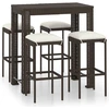 Image de vidaXL Ensemble bar de jardin 5 pièces avec coussins Poly rotin brun