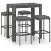 Image de vidaXL Ensemble bar de jardin 5 pièces avec coussins Poly rotin gris