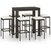 Image de vidaXL Ensemble bar de jardin 7 pièces avec coussins Poly rotin brun