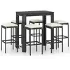 Image de vidaXL Ensemble bar de jardin 7 pièces avec coussins Poly rotin noir