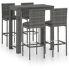Image de vidaXL Ensemble bar de jardin 5 pièces avec coussins Poly rotin gris