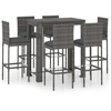 Image de vidaXL Ensemble bar de jardin 7 pièces avec coussins Poly rotin gris
