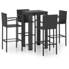 Image de vidaXL Ensemble bar de jardin 5 pièces avec accoudoirs Poly rotin noir
