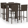 Image de vidaXL Ensemble bar de jardin 5 pièces avec accoudoirs Poly rotin brun