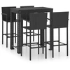 Image de vidaXL Ensemble bar de jardin 5 pièces avec accoudoirs Poly rotin noir