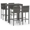 Image de vidaXL Ensemble bar de jardin 5 pièces avec accoudoirs Poly rotin gris