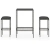 Image de vidaXL Ensemble bar de jardin 3 pièces avec coussins Poly rotin gris