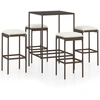 Image de vidaXL Ensemble bar de jardin 5 pièces avec coussins Poly rotin brun