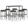 Image de vidaXL Ensemble bar de jardin 7 pièces avec coussins Poly rotin gris